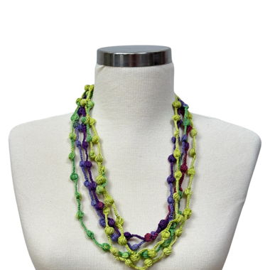 Collier en coton crocheté à la main multicolore