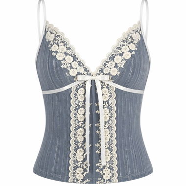 Top di pizzo blu