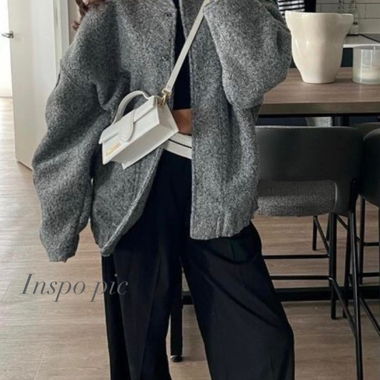 Veste oversize grise en laine