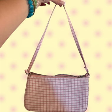Kleine Schultertasche rosa kariert