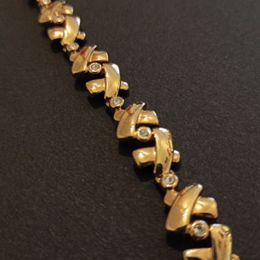 Bracciale/collana, color oro con pietre