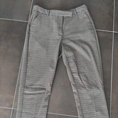 Beige/Braune karierte Stoffhose 