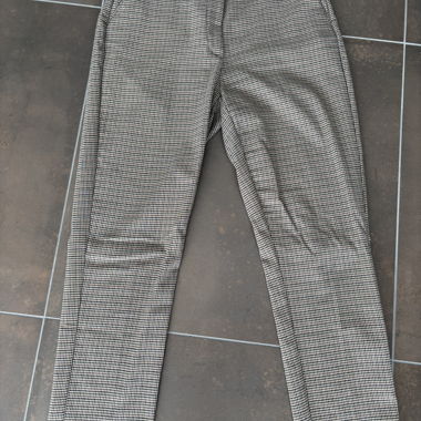 Beige/Braune karierte Stoffhose 