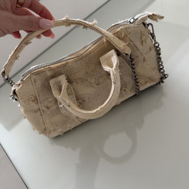 Beige Mini Handbag with Chain