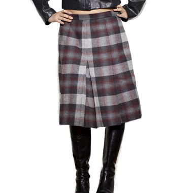 Vintage Plaid Pleated Skirt