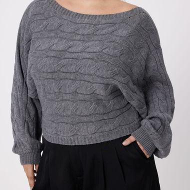 Pull en tricot, torsades gris neuf Taille 46 