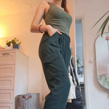 green sweat pants