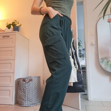 green sweat pants