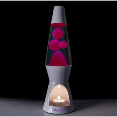 Lavalampe Kerzenbetrieben Teelicht Weiss Klar-Pink