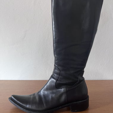 Leder Stiefel schwarz