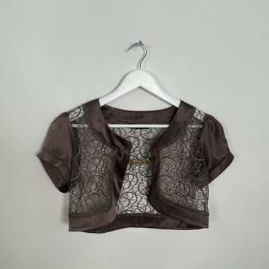 Giacca bolero in pizzo marrone