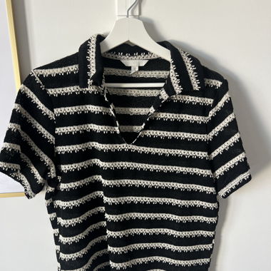 Polo lavorata a maglia a righe