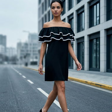 Robe noire épaules dénudées