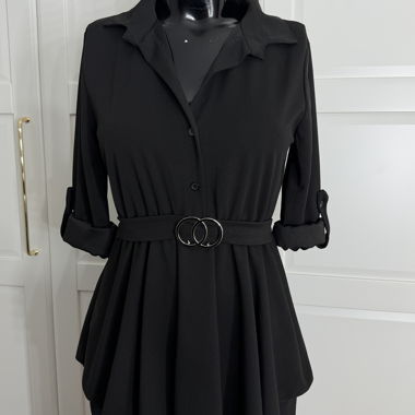 Blusa lunga nera con cintura M