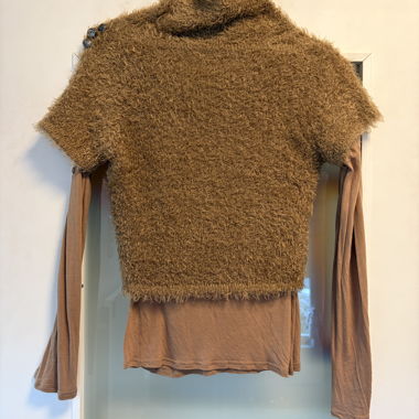 Brown Fuzzy Top Set