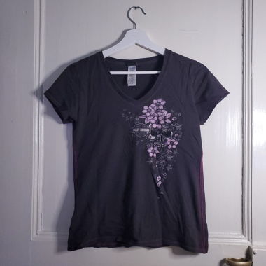 T-shirt col en V gris foncé