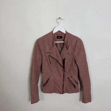 Veste motard en cuir synthétique rose ONLY