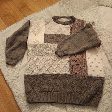 Pull d'hiver tricoté main taille S/M