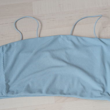 Light Blue Ribbed Crop Top with Straps