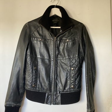 Mango black faux leather jacket M