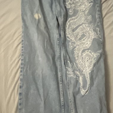 FB Sister Mom Jeans mit Drachenprint M