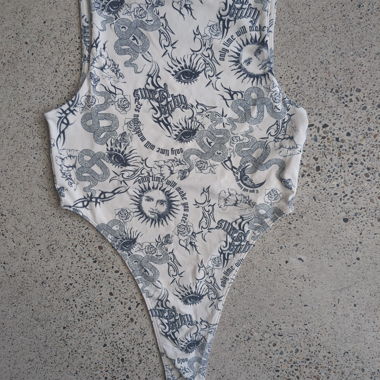 High Leg Body Gr. XS in schwarz/beige