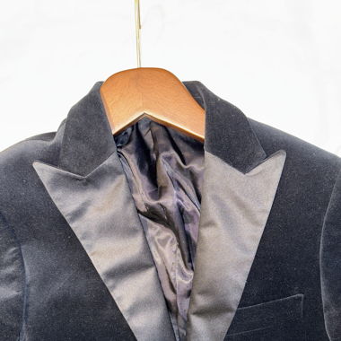 SACOOR Samt-Smoking Jackett in Schwarz - Slim Fit