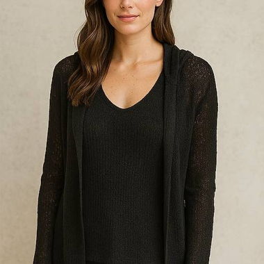 LONG SLEEVE FISHNET - Strickjacke - black