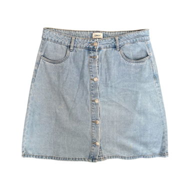 light blue denim skirt