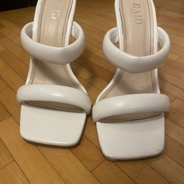 White heeled sandals