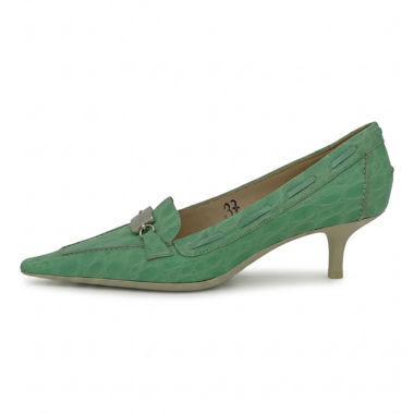 Sergio Rossi Croc-Effect Kitten Heel EU 37 Verde