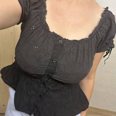 Black smocked top