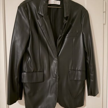 Blazer noir en simili cuir
