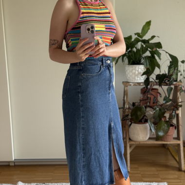 Denim midi skirt 