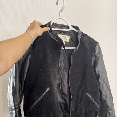 Veste en cuir et daim Mango