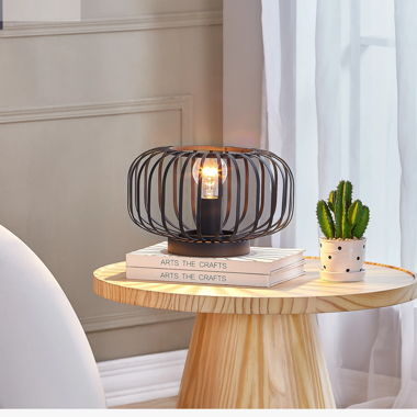 Black Metal Cage-Design Table Lamp
