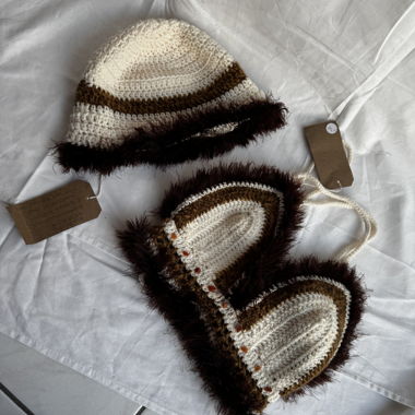 Handmade Crochet Bra & Hat set