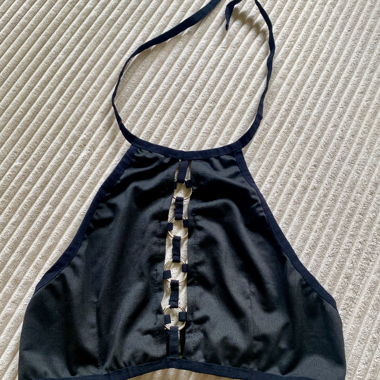 Black Neckholder Crop Top Rave Party Gr. XS/S
