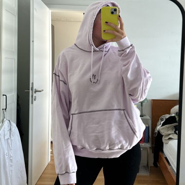 Hoodie with smiley, light rosa, oversize, XL