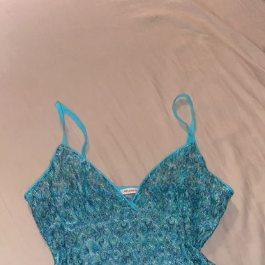 Top en dentelle bleu/turquoise