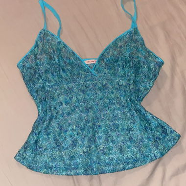 Top in pizzo blu/turchese