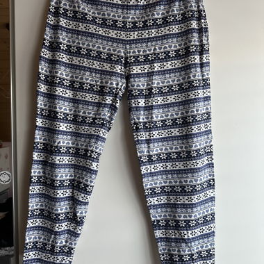 Damen Pyjamahose blau gemustert