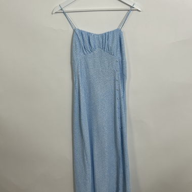 Abito midi azzurro con fiori