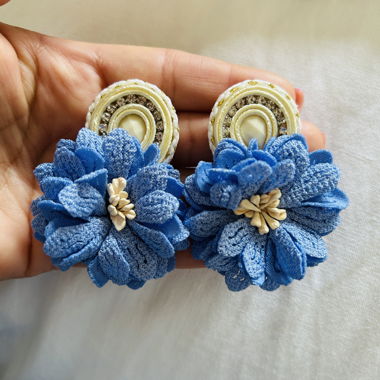 Handmade Earrings, Blue White