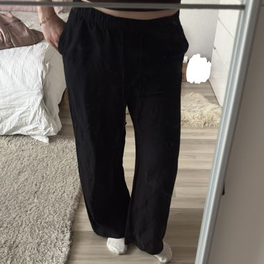 Schwarze Leinenhose M