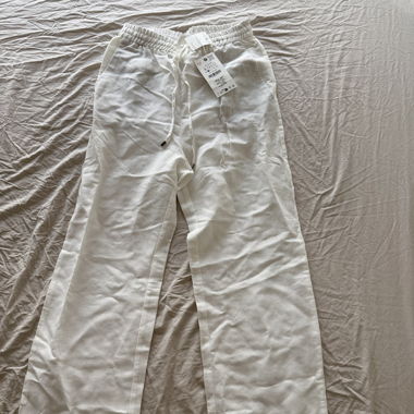 Pantaloni Zara in lino bianco