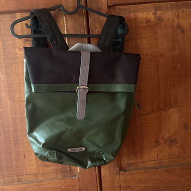 Green and black backpack