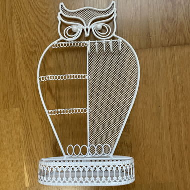 Eulen-Schmuckständer aus Metall, weiss