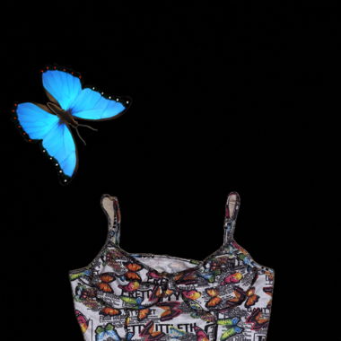 crop top with butterfly pattern