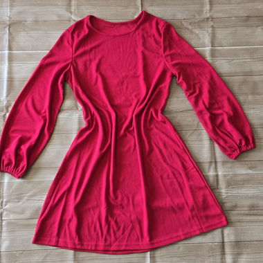 (016) Robe ample à manches longues - M - Magenta